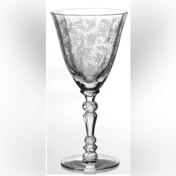 TWO Fostoria Chintz Stemware Claret Wine Set of Two.
